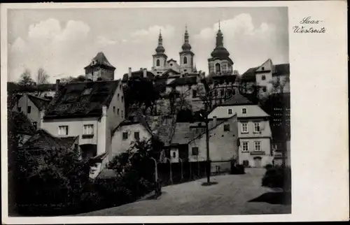 Ak Žatec Saaz Region Aussig, Altstadt, Kirchtürme