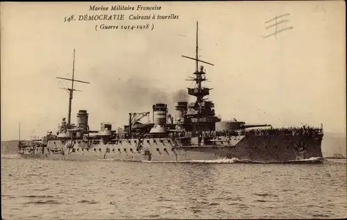 Ak Französisches Kriegsschiff Democratie, Französische Marine