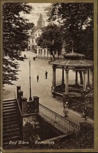 Ak Bad Bibra im Burgenlandkreis, Badeplatz, Pavillon