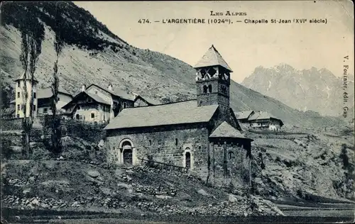 Ak L'Argentière Isère, Gesamtansicht der St. Jean-Kapelle