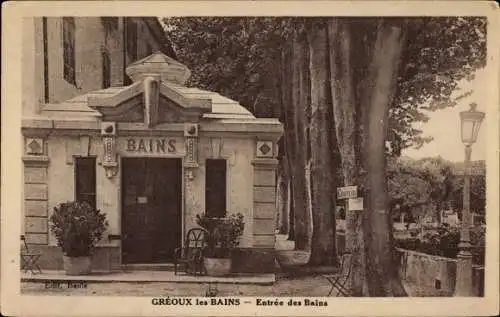 Ak Gréoux les Bains Alpes de Haute Provence, Entree les Bains