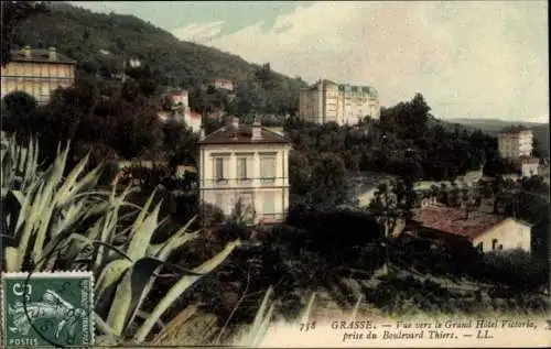 Ak Grasse Alpes Maritimes, Blick auf das Grand Hotel Victoria vom Boulevard Thiers aus