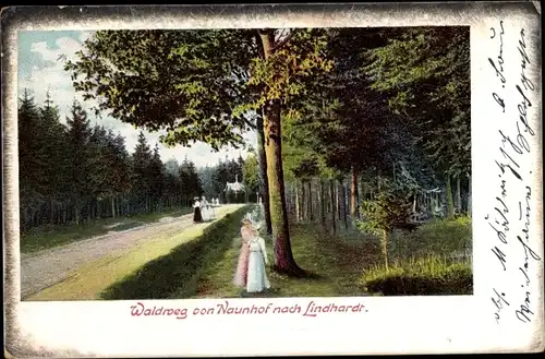 Ak Lindhardt Naunhof Sachsen, Waldweg