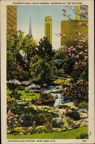 Ak New York City USA, Rockefeller Center, Gardens