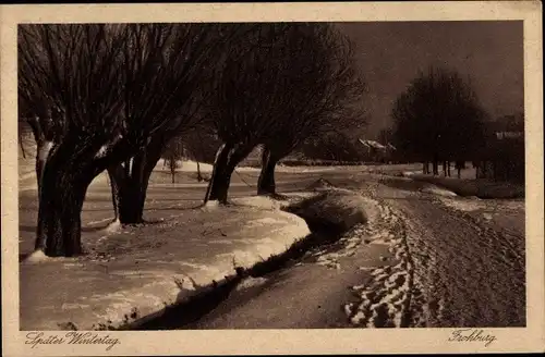 Ak Frohburg in Sachsen, Später Wintertag, Landschaftsmotiv