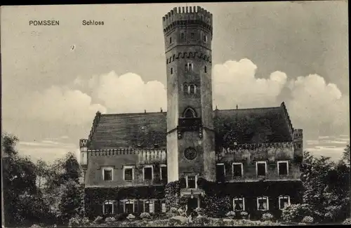 Ak Pomßen Parthenstein in Sachsen, Schloss, Turm