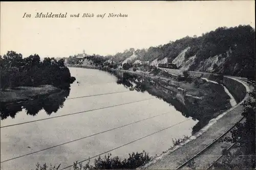 Ak Nerchau Grimma in Sachsen, Muldental, Ortsansicht, Eisenbahn