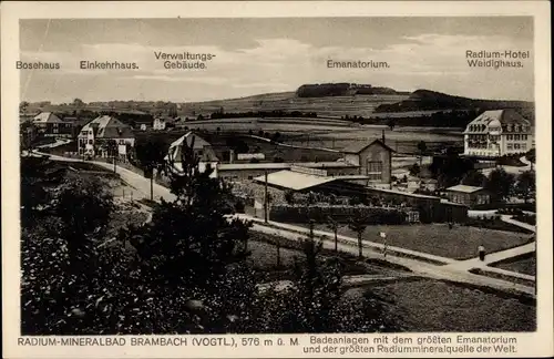 Ak Bad Brambach im Vogtland, Bosehaus, Einkehrhaus, Emanatorium, Radium-Hotel Weidighaus