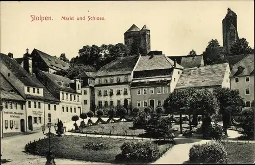 Ak Stolpen in Sachsen, Markt und Schloss