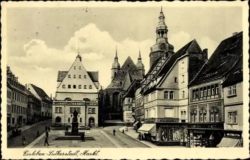 Ak Lutherstadt Eisleben, Marktplatz, Geschäfte