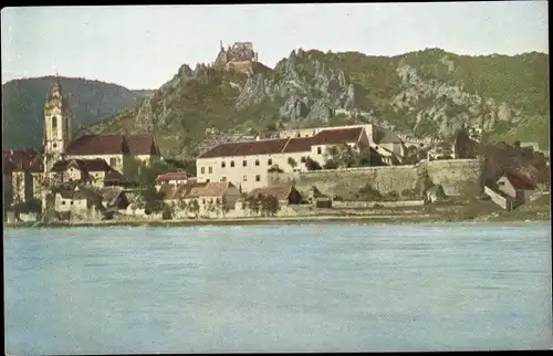 Ak Dürnstein an der Donau Wachau Niederösterreich, Teilansicht mit Burg St. Michael