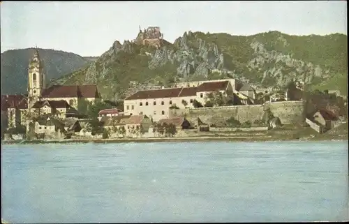 Ak Dürnstein an der Donau Wachau Niederösterreich, Teilansicht mit Burg St. Michael