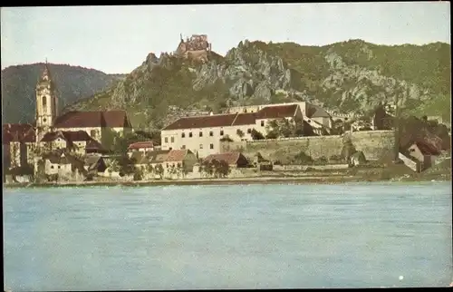 Ak Dürnstein an der Donau Wachau Niederösterreich, Teilansicht mit Burg St. Michael