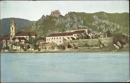 Ak Dürnstein an der Donau Wachau Niederösterreich, Teilansicht mit Burg St. Michael