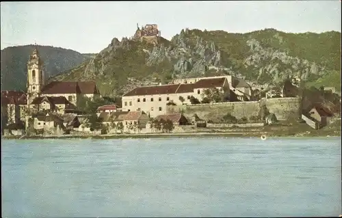 Ak Dürnstein an der Donau Wachau Niederösterreich, Teilansicht mit Burg St. Michael