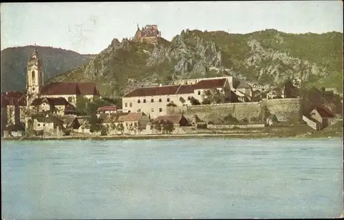 Ak Dürnstein an der Donau Wachau Niederösterreich, Teilansicht mit Burg St. Michael