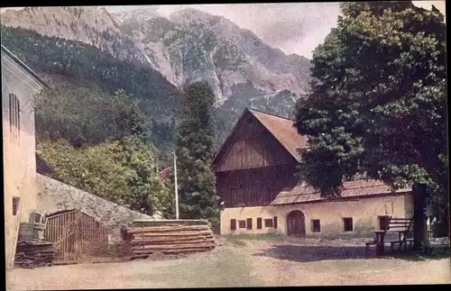 Ak Nötsch am Dobratsch Kärnten, Dorfmotiv