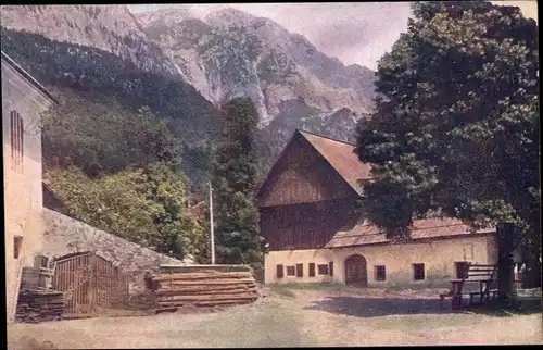 Ak Nötsch am Dobratsch Kärnten, Dorfmotiv