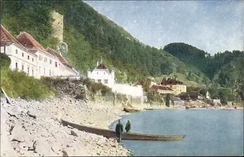 Ak Sarmingstein St. Nikola Oberösterreich, Ufer der Donau