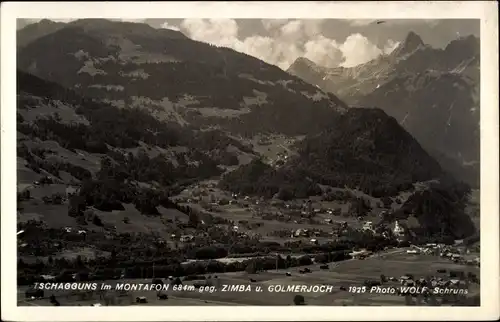 Ak Tschagguns in Vorarlberg, Panorama, Zimba, Golmerjoch