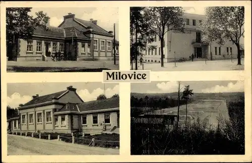 Ak Milovice nad Labem Milowitz Mittelböhmen, Teilansichten, Militärbauten