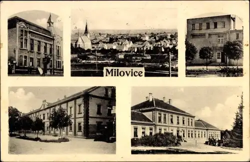 Ak Milovice nad Labem Milowitz Mittelböhmen, Panorama, Teilansichten