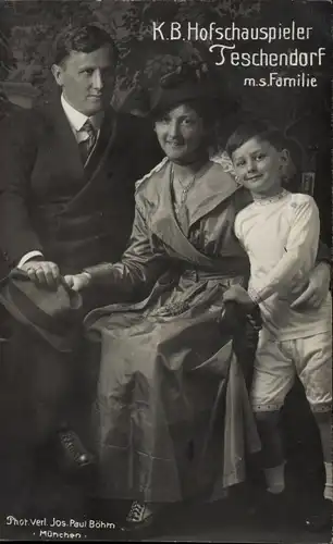 Ak Schauspieler Hans Teschendorf, Portrait mit Familie, Autogramm