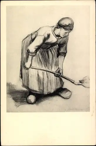 Künstler Ak Van Gogh, Vincent, Frau mit Schaufel und Holzschuhen