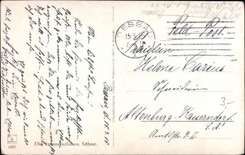 Ak Die kronprinzlichen Söhne, Preußische Prinzen in Feldgrau, Uniform, Liersch 7166