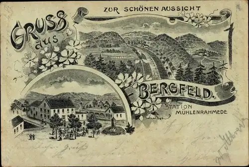 Vorläufer Litho Bergfeld Altena in Westfalen, Zur schönen Aussicht