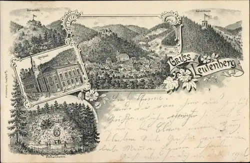 Vorläufer Litho Leutenberg in Thüringen, Rathaus, Bismarckstein, Georgshöhe, Kaiserturm