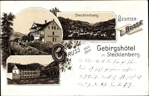Vorläufer Litho Stecklenberg Thale im Harz, Gebirgshotel, Ortspanorama