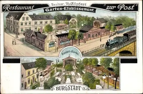 Ak Burgstädt in Sachsen, Garten Etablissement Restaurant Zur Post, Konzertgarten