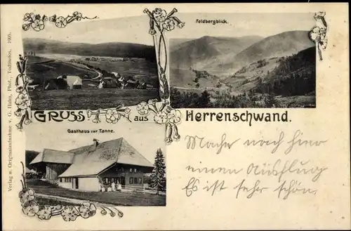 Ak Herrenschwand Präg Todtnau im Schwarzwald, Panorama, Gasthaus zur Tanne, Feldbergblick