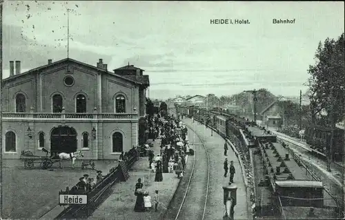 Ak Heide in Holstein, Bahnhof Gleisseite, Eisenbahn