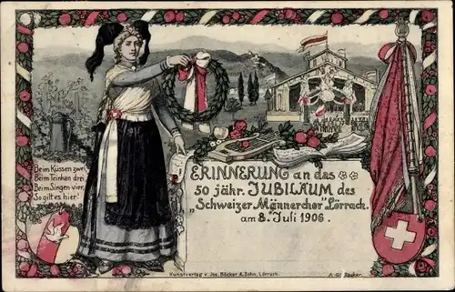 Ak Lörrach in Baden, Schweizer Männerchor, 50. Jubiläum 1906