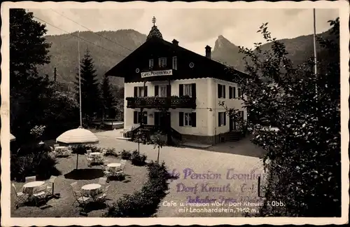 Ak Kreuth am Tegernsee Oberbayern, Café und Pension Wolf, Leonhardstein