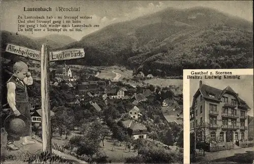 Ak Lautenbach im Renchtal, Panorama, Gasthor z. Sternen, Inh. Ludwig Kimmig