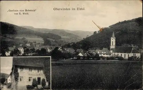 Ak Oberwinden Winden im Elztal, Gasthaus zum Rebstock, Inh. E. Weiß, Kirche 