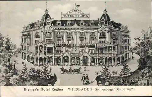 Ak Wiesbaden in Hessen, Biemers Hotel Regina, Sonnenberger Straße 26/28