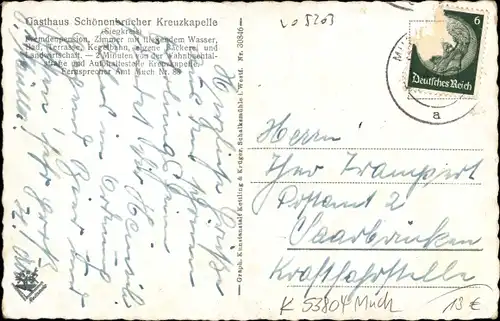 Ak Kreuzkapelle Much Nordrhein Westfalen, Gasthaus Geschw. Schönenbrücher