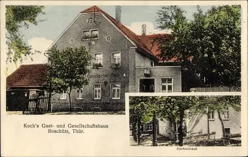 Ak Roschütz Gera in Thüringen, Koch's Gast- und Gesellschaftshaus, Gartenlokal