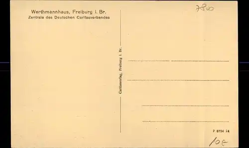 Ak Freiburg im Breisgau Baden Württemberg, Werthmannhaus, Deutscher Caritasverband