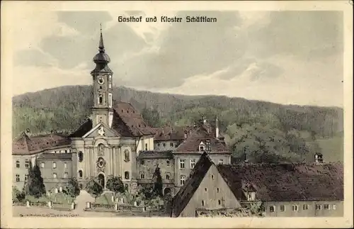 Ak Schäftlarn Oberbayern, Gasthof und Kloster