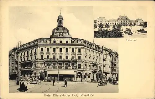 Ak Düsseldorf am Rhein, Hotel Düsseldorfer Hof, Bahnhof