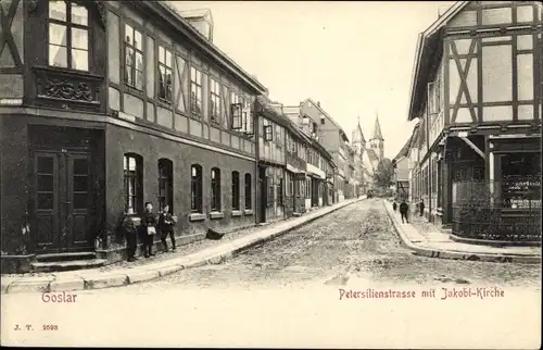 Ak Goslar am Harz, Petersilienstraße mit Jakobikirche