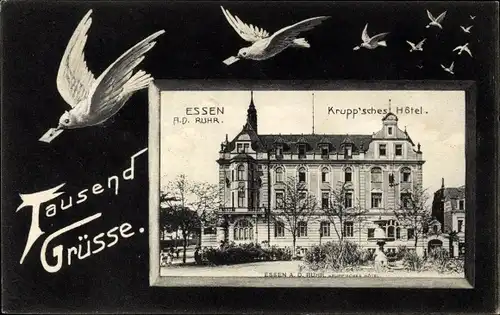 Passepartout Ak Essen im Ruhrgebiet, Kruppsches Hotel, Brieftauben