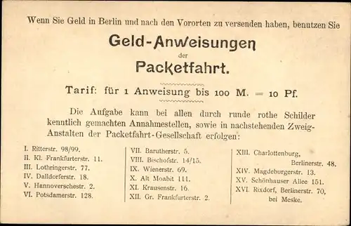 Litho Berliner Gewerbe-Ausstellung 1896, Pavillon der Berliner Packetfahrt