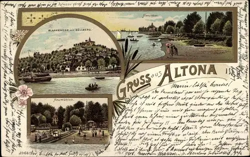 Litho Hamburg Altona Blankenese, Süllberg, Neumühlen, Nienstetten