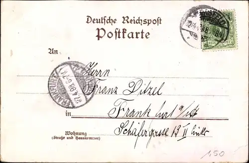 Litho Bad Hersfeld Hessen, Rathaus, Gesamtansicht, Stiftsruine